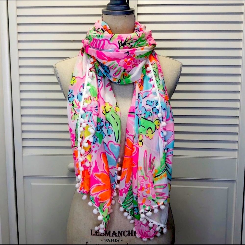 Lilly Pulitzer Nosie Posie Pom Scarf